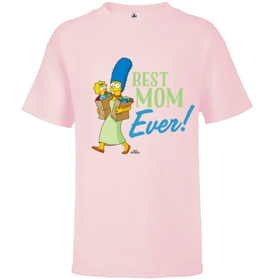The Simpsons Marge Simpson Best Mom Ever - Short Sleeve T-Shirt for Kids - Customized-Soft Pink
