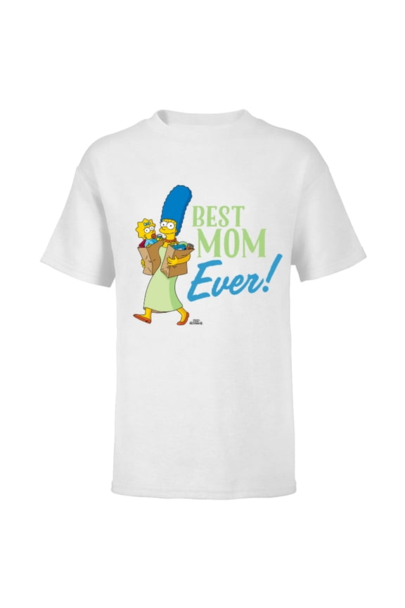 Marge Simpson Best Mom Ever - Short Sleeve T-Shirt for Kids - Customized-White