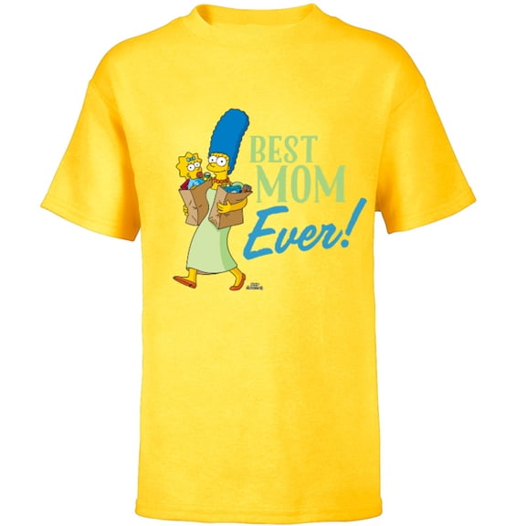 The Simpsons Marge Simpson Best Mom Ever - Short Sleeve T-Shirt for Kids - Customized-Yellow
