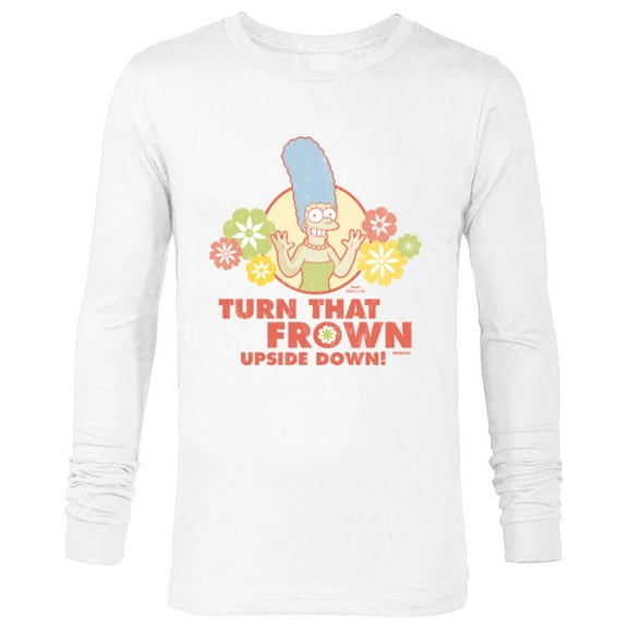 The Simpsons Marge Simpson Turn That Frown Upside Down Retro - Long Sleeve T-Shirt for Men - Customized-White