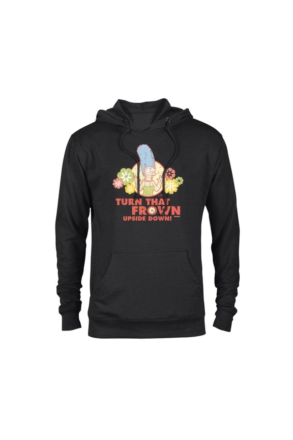 Marge Simpson Turn That Frown Upside Down Retro - Pullover Hoodie for Adults - Customized-Black