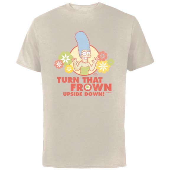 The Simpsons Marge Simpson Turn That Frown Upside Down Retro - Short Sleeve Cotton T-Shirt for Adults - Customized-Natural
