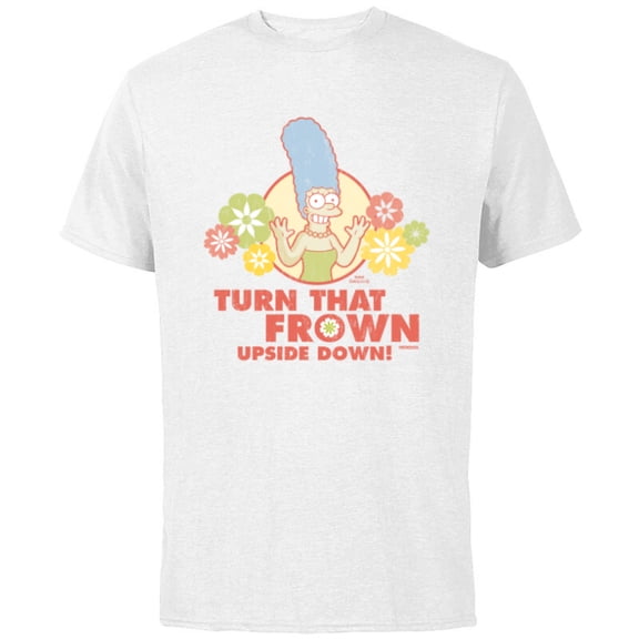The Simpsons Marge Simpson Turn That Frown Upside Down Retro - Short Sleeve Cotton T-Shirt for Adults - Customized-White