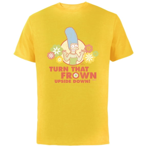 The Simpsons Marge Simpson Turn That Frown Upside Down Retro - Short Sleeve Cotton T-Shirt for Adults - Customized-Yellow
