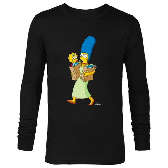 The Simpsons Marge Simpson and Maggie Grocery Run - Long Sleeve T-Shirt for Men - Customized-Black