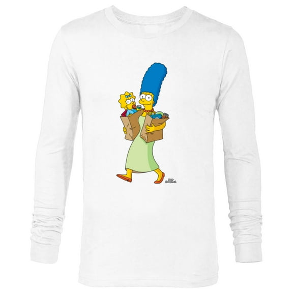 The Simpsons Marge Simpson and Maggie Grocery Run - Long Sleeve T-Shirt for Men - Customized-White