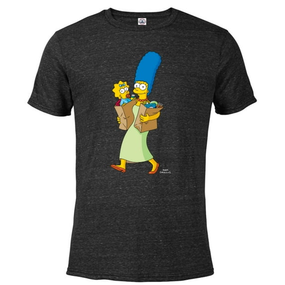 The Simpsons Marge Simpson and Maggie Grocery Run - Short Sleeve Blended T-Shirt for Adults - Customized-Black