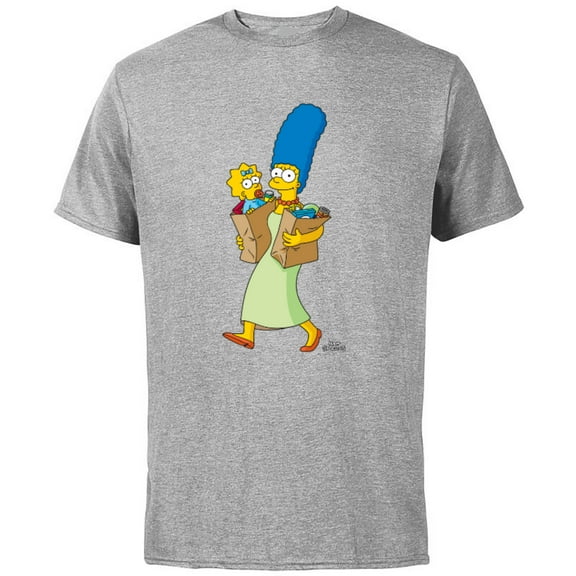 The Simpsons Marge Simpson and Maggie Grocery Run - Short Sleeve Cotton T-Shirt for Adults - Customized-Athletic Heather