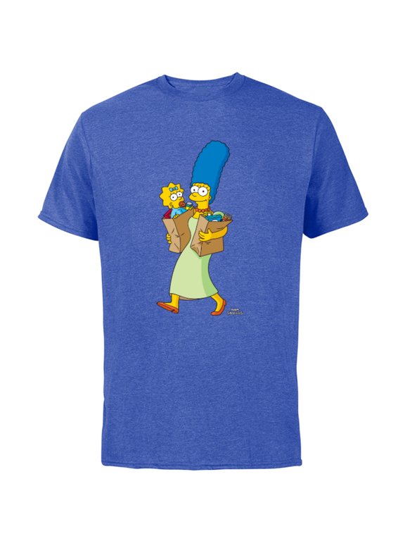 Marge Simpson and Maggie Grocery Run - Short Sleeve Cotton T-Shirt for Adults - Customized-Royal Heather
