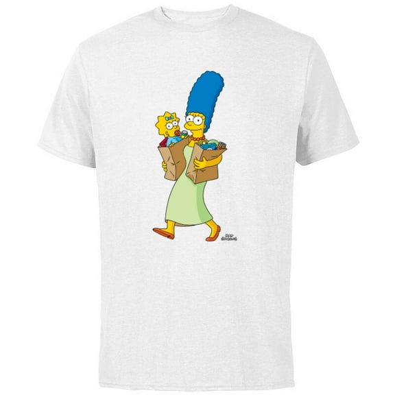 The Simpsons Marge Simpson and Maggie Grocery Run - Short Sleeve Cotton T-Shirt for Adults - Customized-White