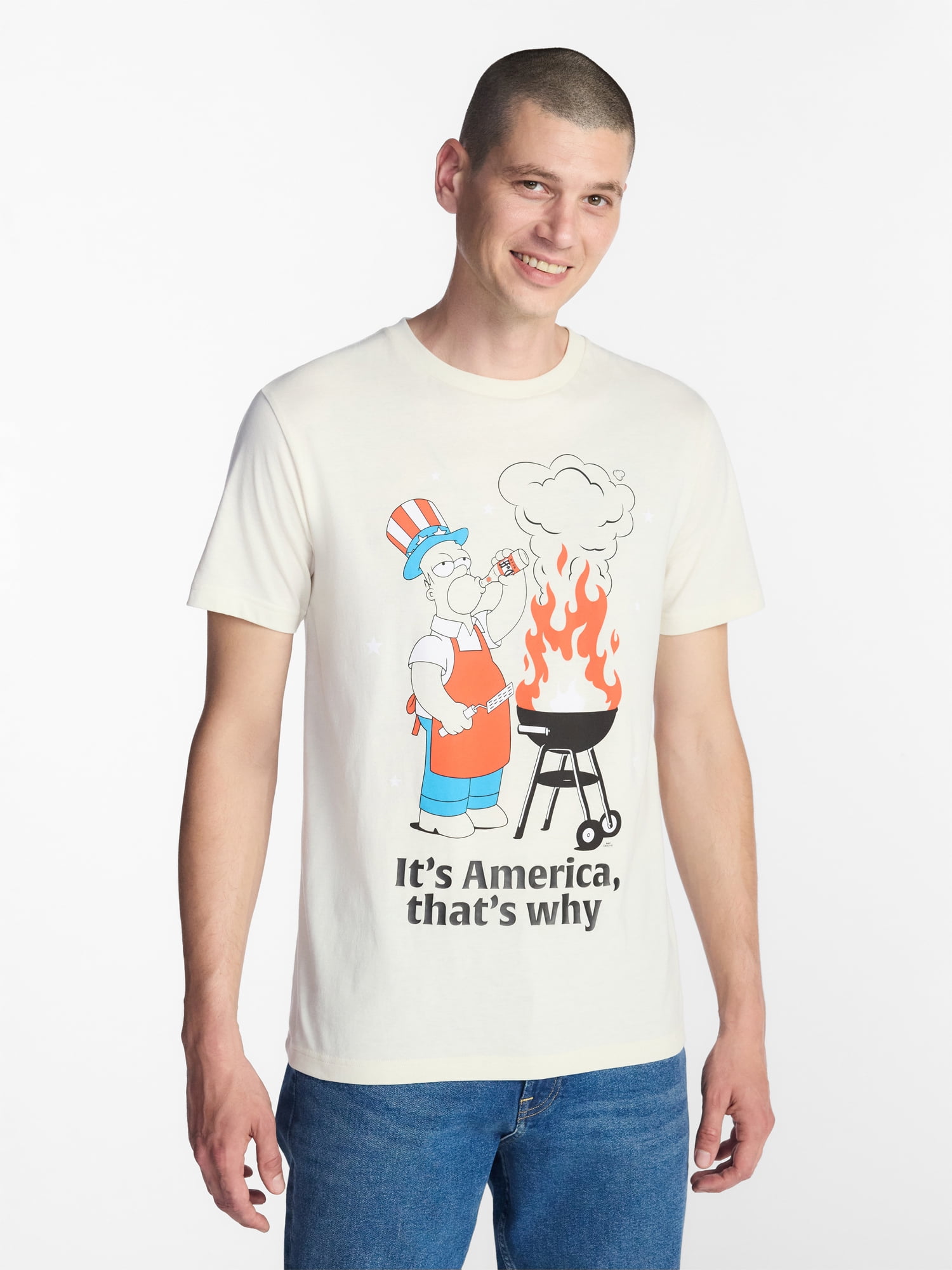 The Simpsons Men's and Big Men's Americana Home of the Free Graphic Tee, Sizes XS-5XL