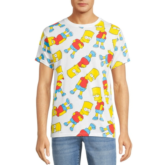 The Simpsons Men's & Big Men's Bart Simpson Allover Print Graphic Tee Shirt, S-3XL