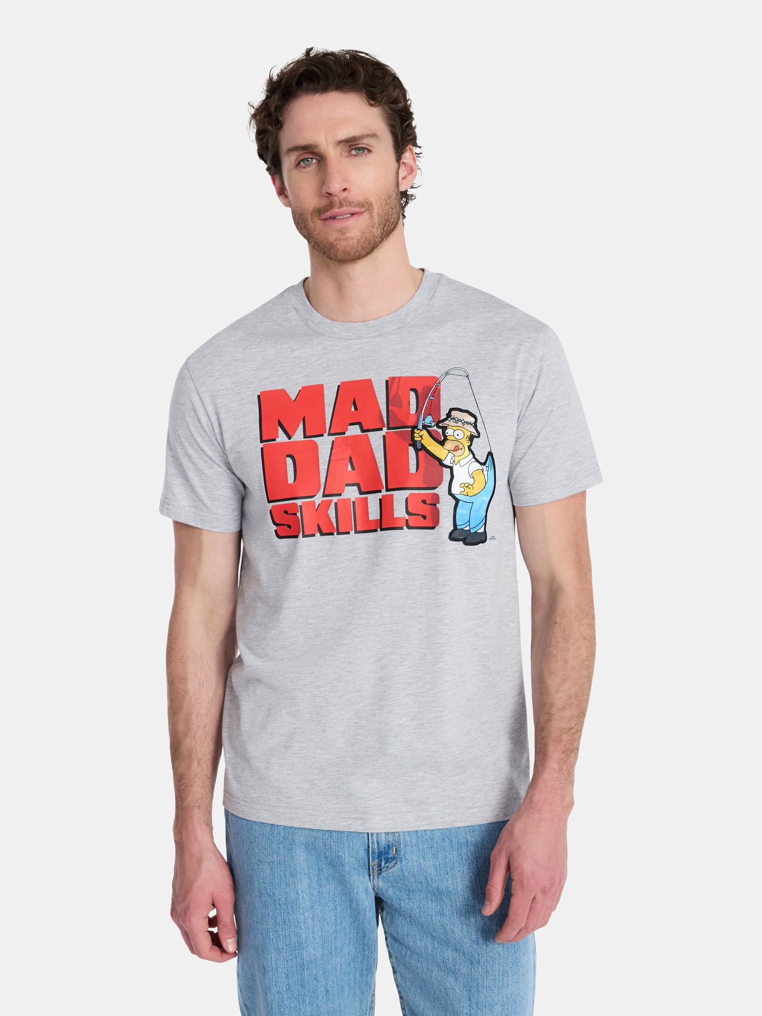 The Simpsons, Men's & Big Men's Father's Day Graphic Tee, Mad Dad, Sizes XS-5XL