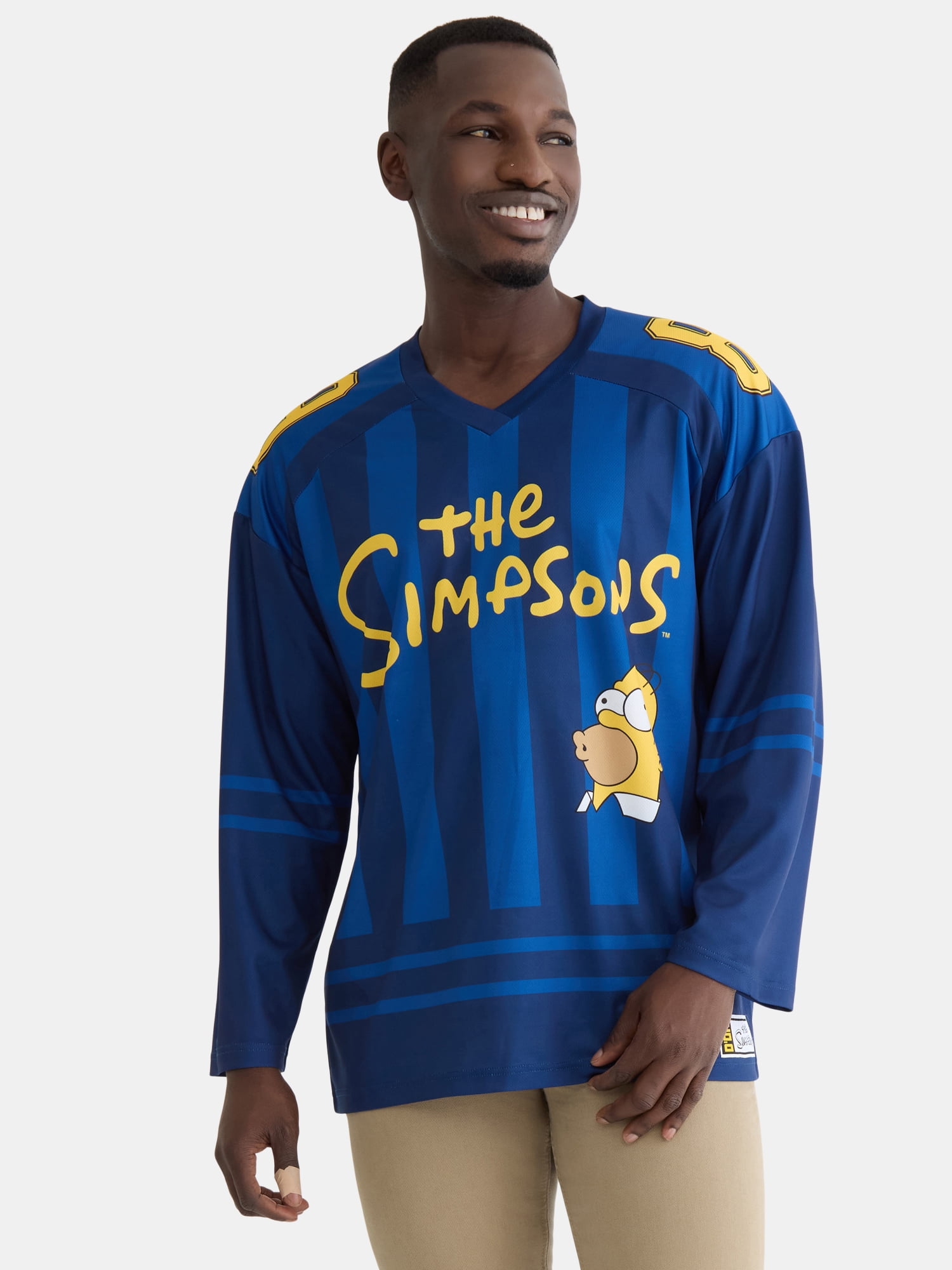 The Simpsons Men's & Big Men's Graphic Hockey Jersey with Long