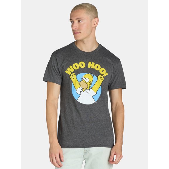 The Simpsons Men's Homer Woohoo Graphic Tee with Short Sleeves, Sizes S-2XL