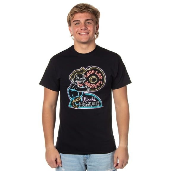 The Simpsons Men's Lard Lad Donuts Neon Sign Logo Adult T-Shirt Tee