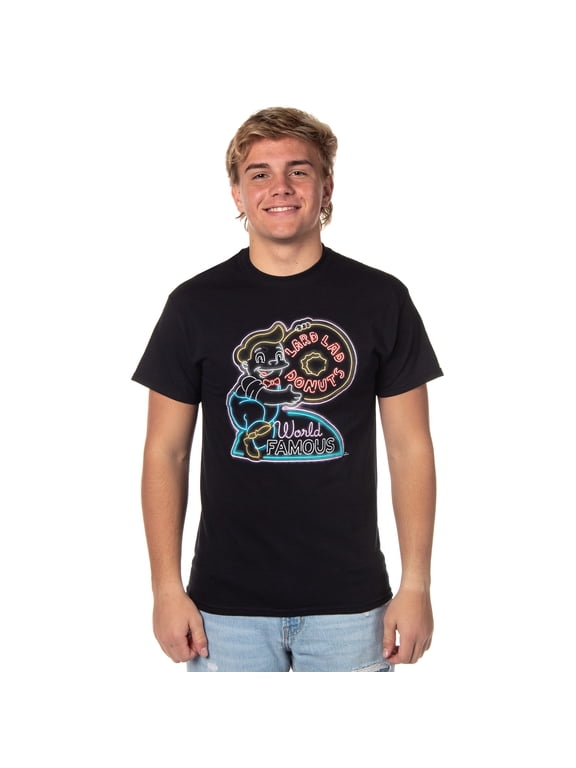 The Simpsons Men's Lard Lad Donuts Neon Sign Logo Adult T-Shirt Tee