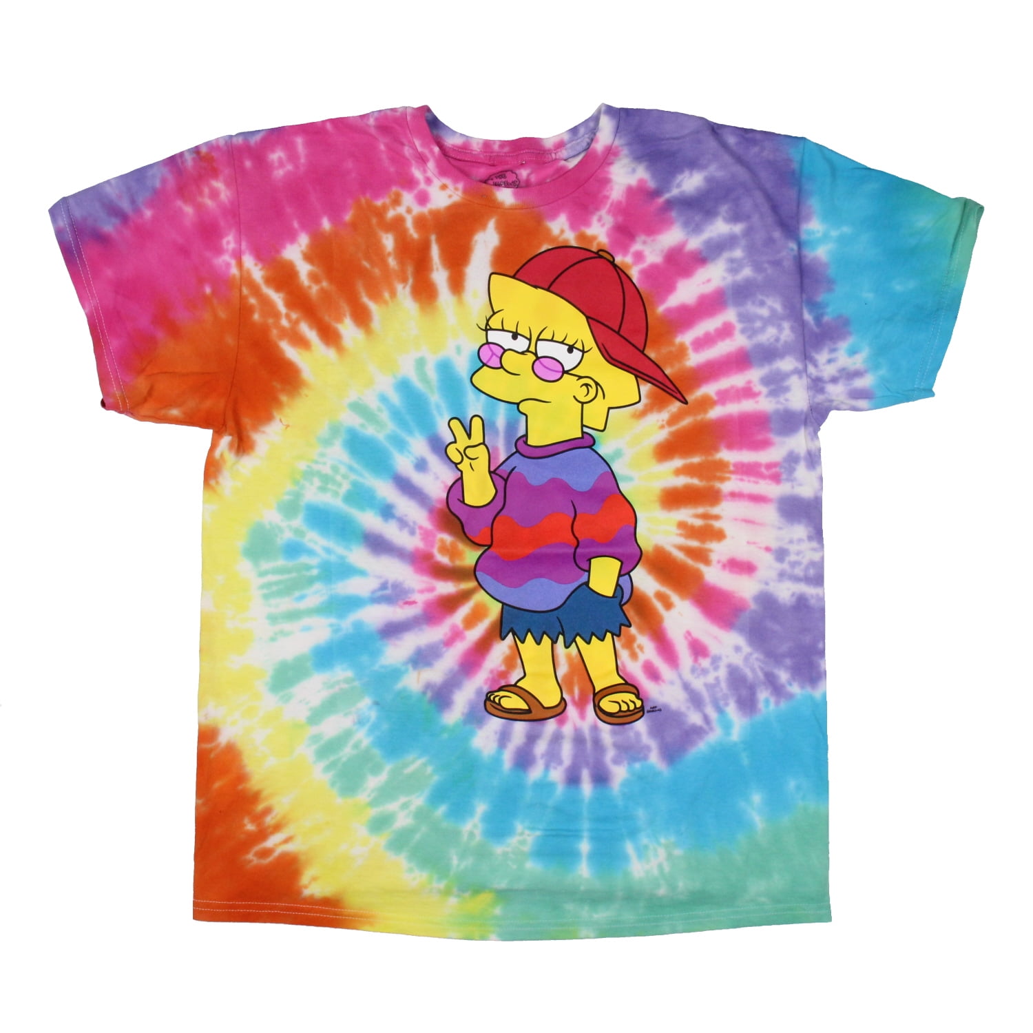 The Simpsons Men's Peace Out Lisa Rainbow Tie-Dye Graphic Print T-Shirt ...