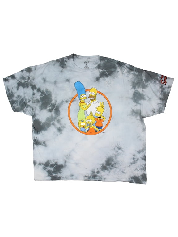 The Simpsons Men's Silly Family Picture Tie-Dye Adult Graphic T-Shirt