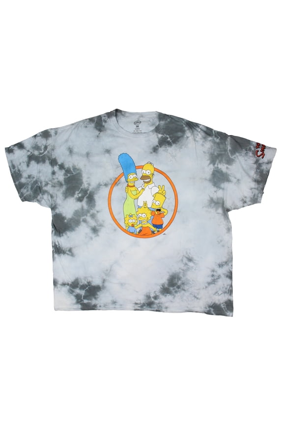 The Simpsons Men's Silly Family Picture Tie-Dye Adult Graphic T-Shirt