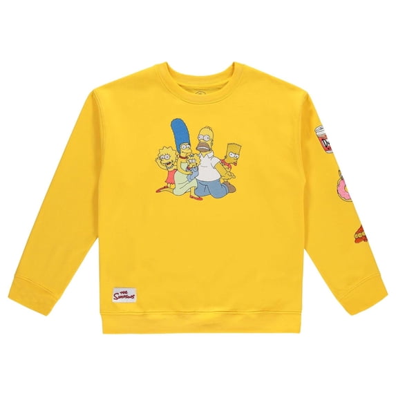 The Simpsons Men's Sweatshirt, Classic Embroidered Cartoon Sweatshirt Gold - XL