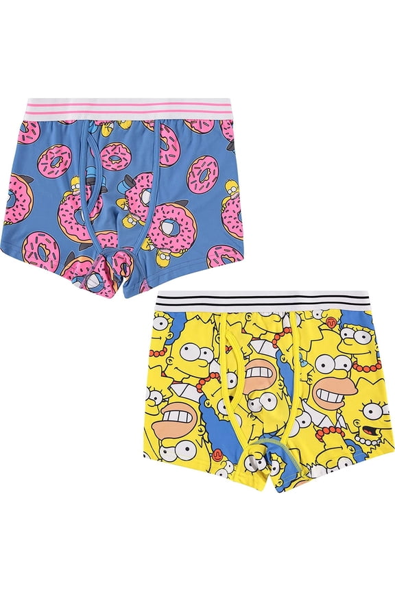 Mens Boxer Briefs Homer Bart Lisa Marge and Krusty The Clown - Mens 2 Pack Boxer Briefs Underwear Multi, Large