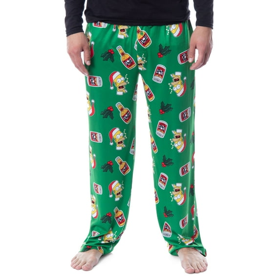 The Simpsons Mens' Christmas Homer Duff Beer and Holly Sleep Pajama Pants