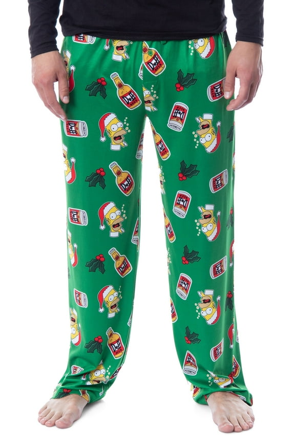 The Simpsons Mens' Christmas Homer Duff Beer and Holly Sleep Pajama Pants
