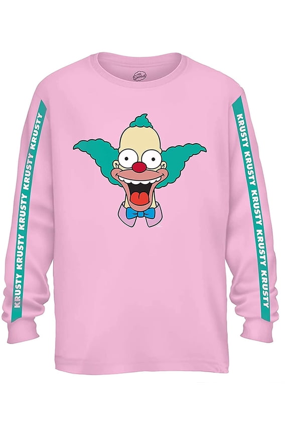Mens Krusty The Clown Shirt Krusty Long Sleeve Logo Tee Graphic T-Shirt