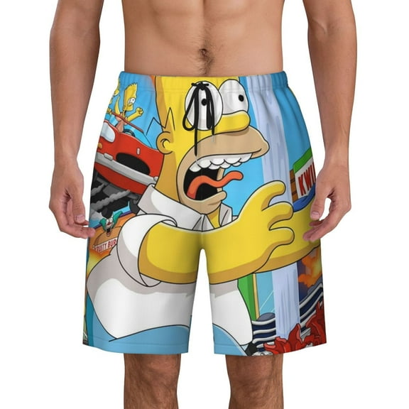 The Simpsons Mens Swim Trunks Quick Dry Swim Shorts Mesh Lining Bathing Suits Swimwear Beach Shorts with Pockets