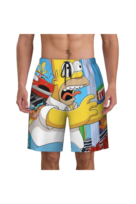 The Simpsons Mens Swim Trunks Quick Dry Swim Shorts Mesh Lining Bathing Suits Swimwear Beach Shorts with Pockets