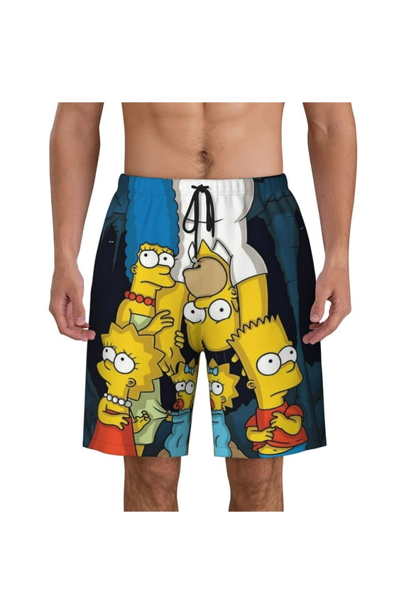 The Simpsons Mens Swim Trunks Quick Dry Swim Shorts Mesh Lining Bathing Suits Swimwear Beach Shorts with Pockets