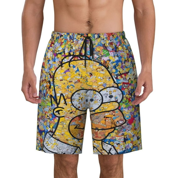 The Simpsons Mens Swim Trunks Quick Dry Swim Shorts Mesh Lining Bathing Suits Swimwear Beach Shorts with Pockets