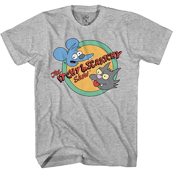 The Simpsons Mens t-Shirt - Itchy and Scratchy Show Logo T-Shirt for Adults (Large)