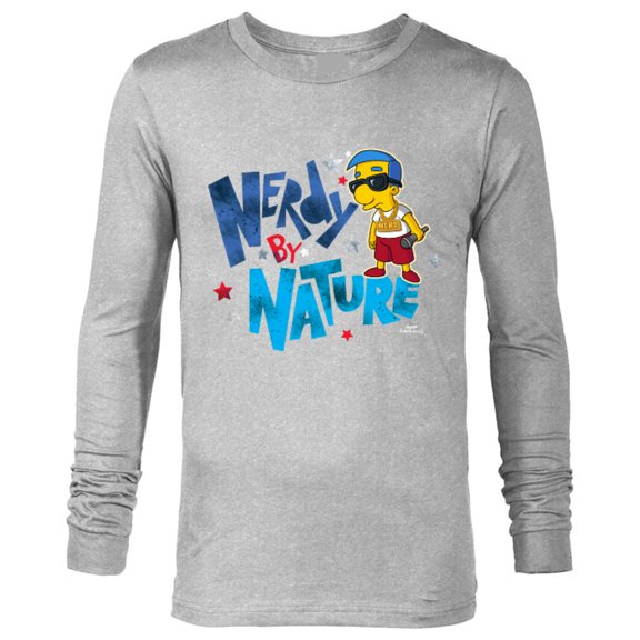 The Simpsons Milhouse Nerdy By Nature - Long Sleeve T-Shirt for Men – Customized-Athletic Heather