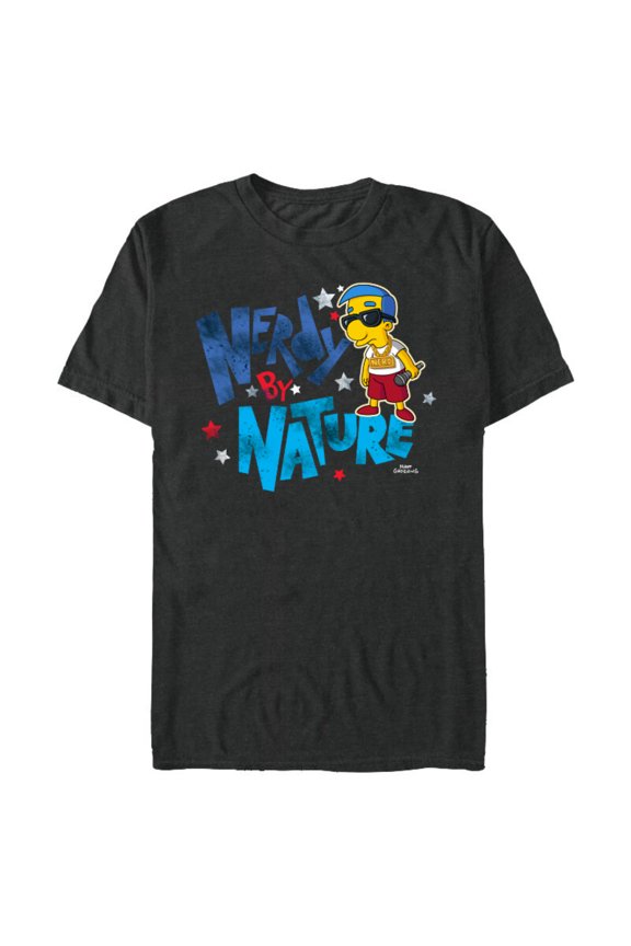 Milhouse Nerdy By Nature - Short Sleeve Blended T-Shirt for Adults – Customized-Dark Heather