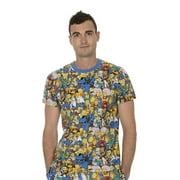 The Simpsons Multi Character Collage Adult Blue T-Shirt