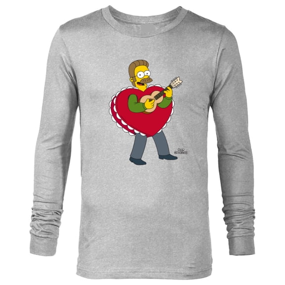 The Simpsons Ned Flanders Singing Heart - Long Sleeve T-Shirt for Men – Customized-Athletic Heather