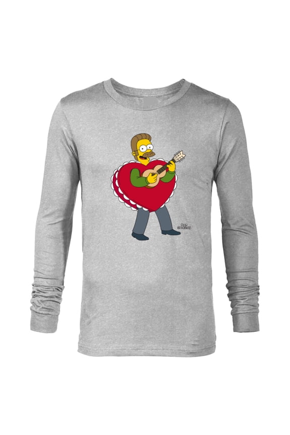 Ned Flanders Singing Heart - Long Sleeve T-Shirt for Men – Customized-Athletic Heather