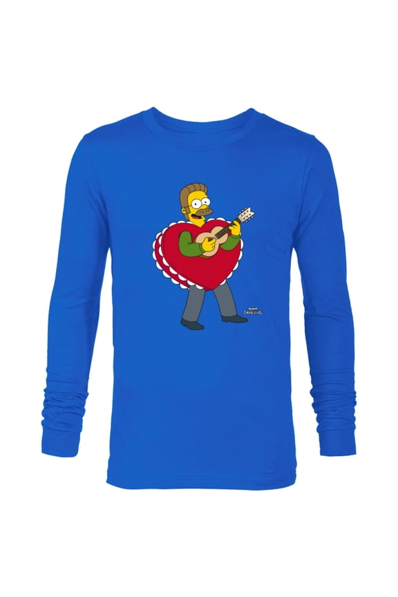 Ned Flanders Singing Heart - Long Sleeve T-Shirt for Men – Customized-Royal