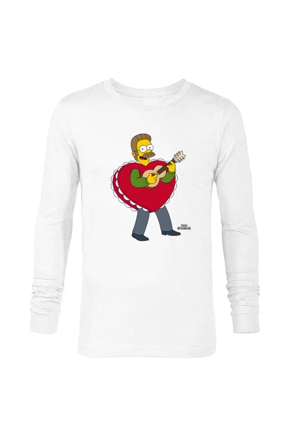 Ned Flanders Singing Heart - Long Sleeve T-Shirt for Men – Customized-White