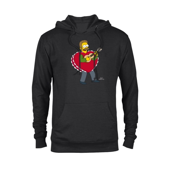 The Simpsons Ned Flanders Singing Heart - Pullover Hoodie for Adults – Customized-Black