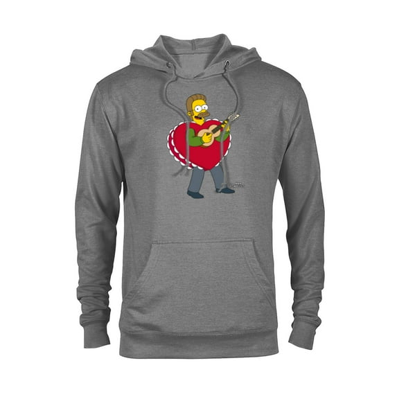 The Simpsons Ned Flanders Singing Heart - Pullover Hoodie for Adults – Customized-Graphite Heather