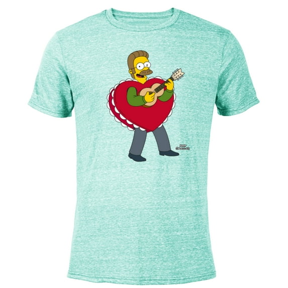 The Simpsons Ned Flanders Singing Heart - Short Sleeve Blended T-Shirt for Adults – Customized-Ocean Blue