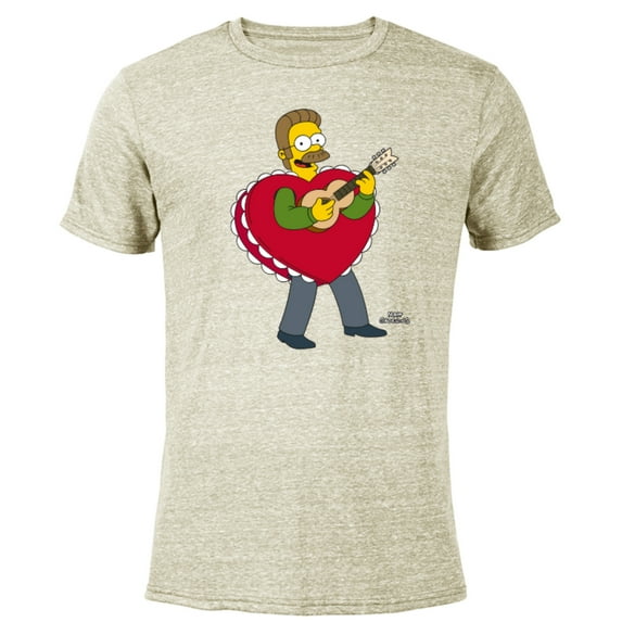 The Simpsons Ned Flanders Singing Heart - Short Sleeve Blended T-Shirt for Adults – Customized-Yellow