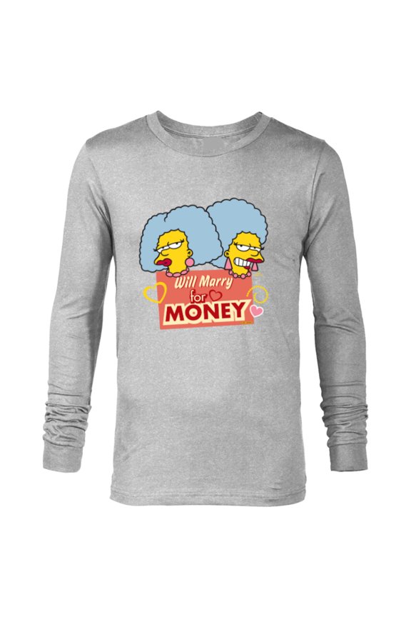 Patty and Selma Will Marry for Money Retro - Long Sleeve T-Shirt for Men - Customized-Athletic Heather