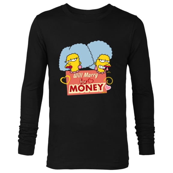 The Simpsons Patty and Selma Will Marry for Money Retro - Long Sleeve T-Shirt for Men - Customized-Black