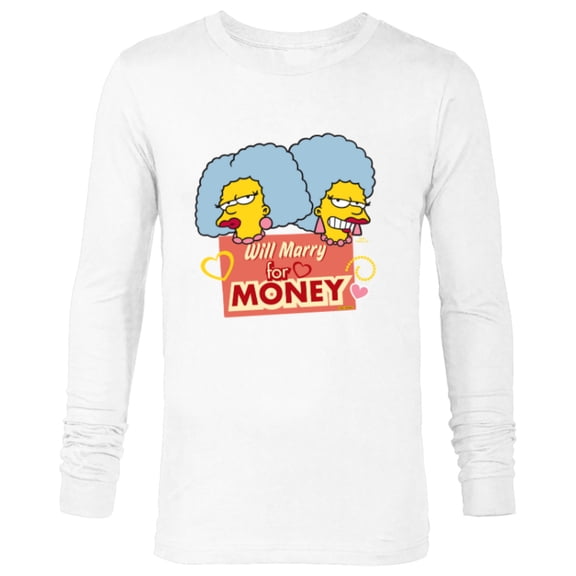 The Simpsons Patty and Selma Will Marry for Money Retro - Long Sleeve T-Shirt for Men - Customized-White
