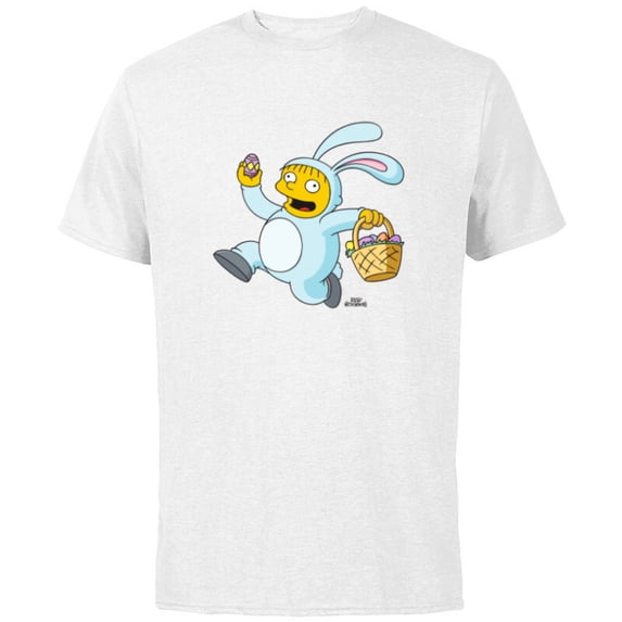 The Simpsons Ralph Wiggum Easter Bunny Funny - Short Sleeve Cotton T-Shirt for Adults - Customized-White