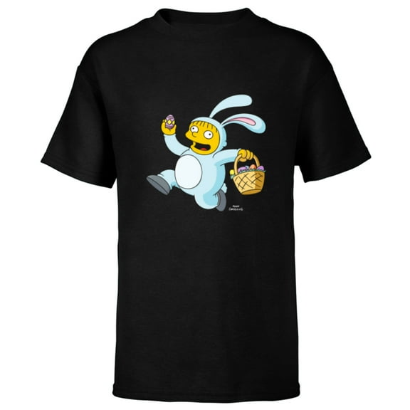 The Simpsons Ralph Wiggum Easter Bunny Funny - Short Sleeve T-Shirt for Kids - Customized-Black